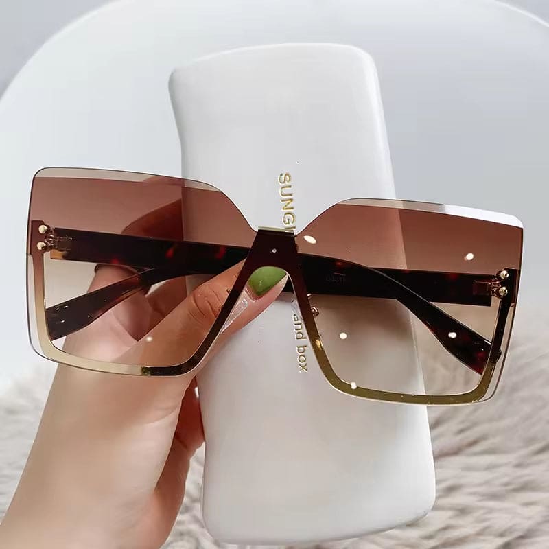 2024 New Arrival Square Rimless Designer Fashion Women Ladies Sunglasses