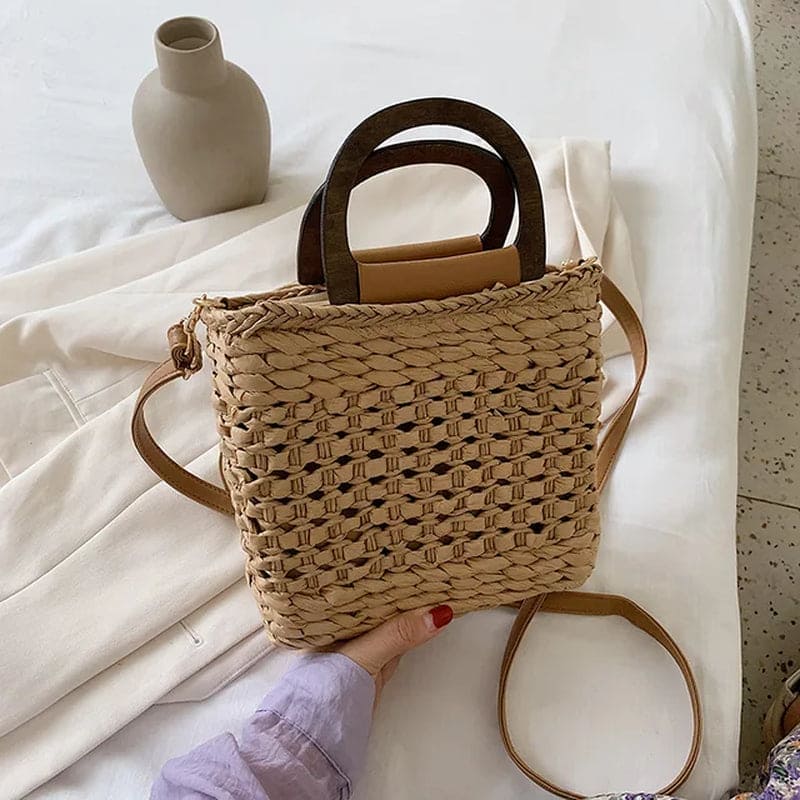 Summer Beach Bag Women Weave Handmade Straw Bag Bohemian Lady Shoulder Bag Kintted Handbag Vacation Crossbody Bag Girls Pouch