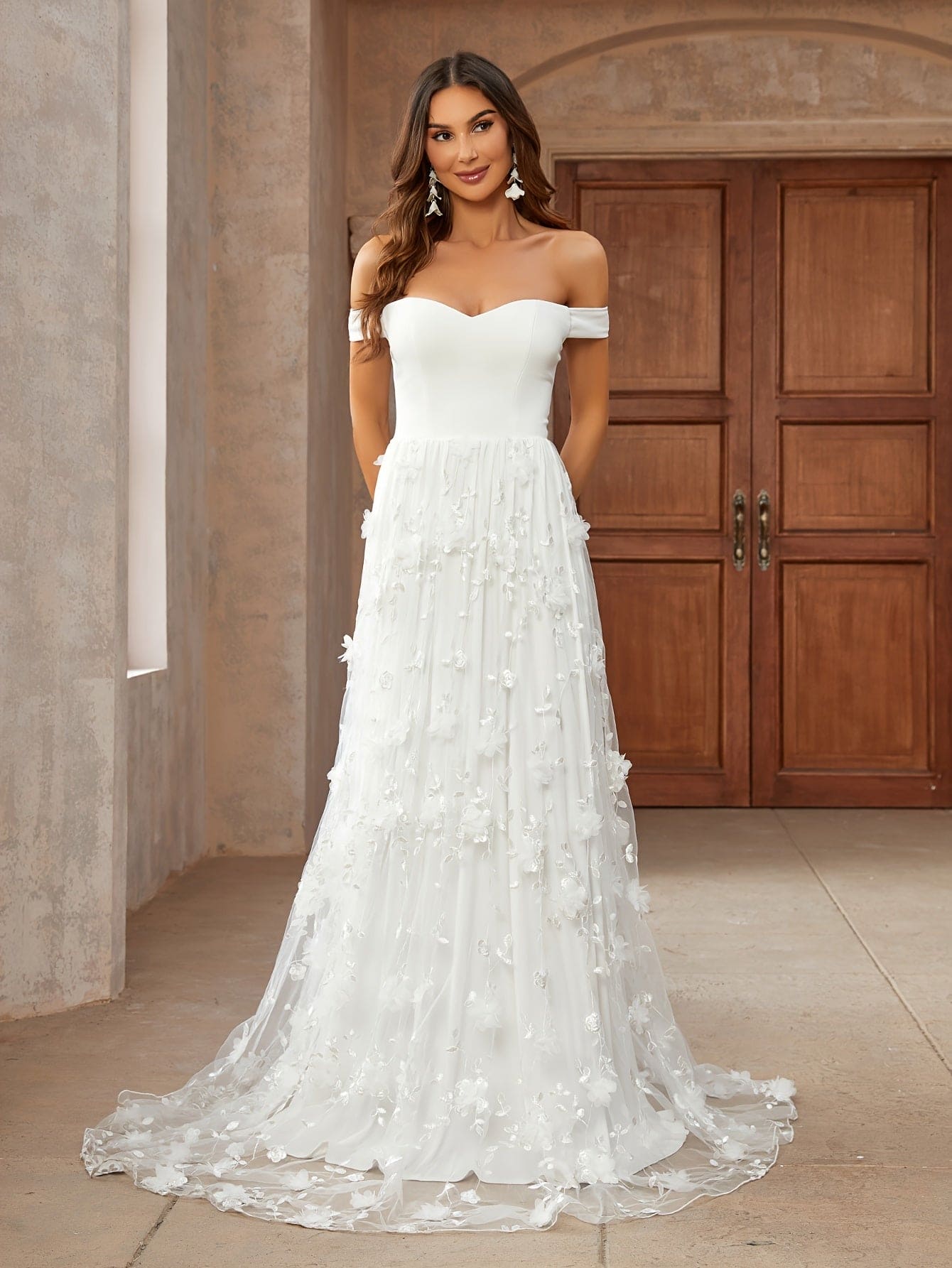 Elegant Off Shoulder Backless Dress, Solid Floor Length Dress For Wedding Party, Women's Clothing
