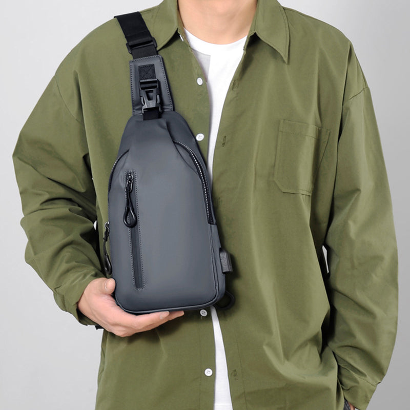 Black Sling Crossbody Backpack Shoulder Bag For Chest Bag