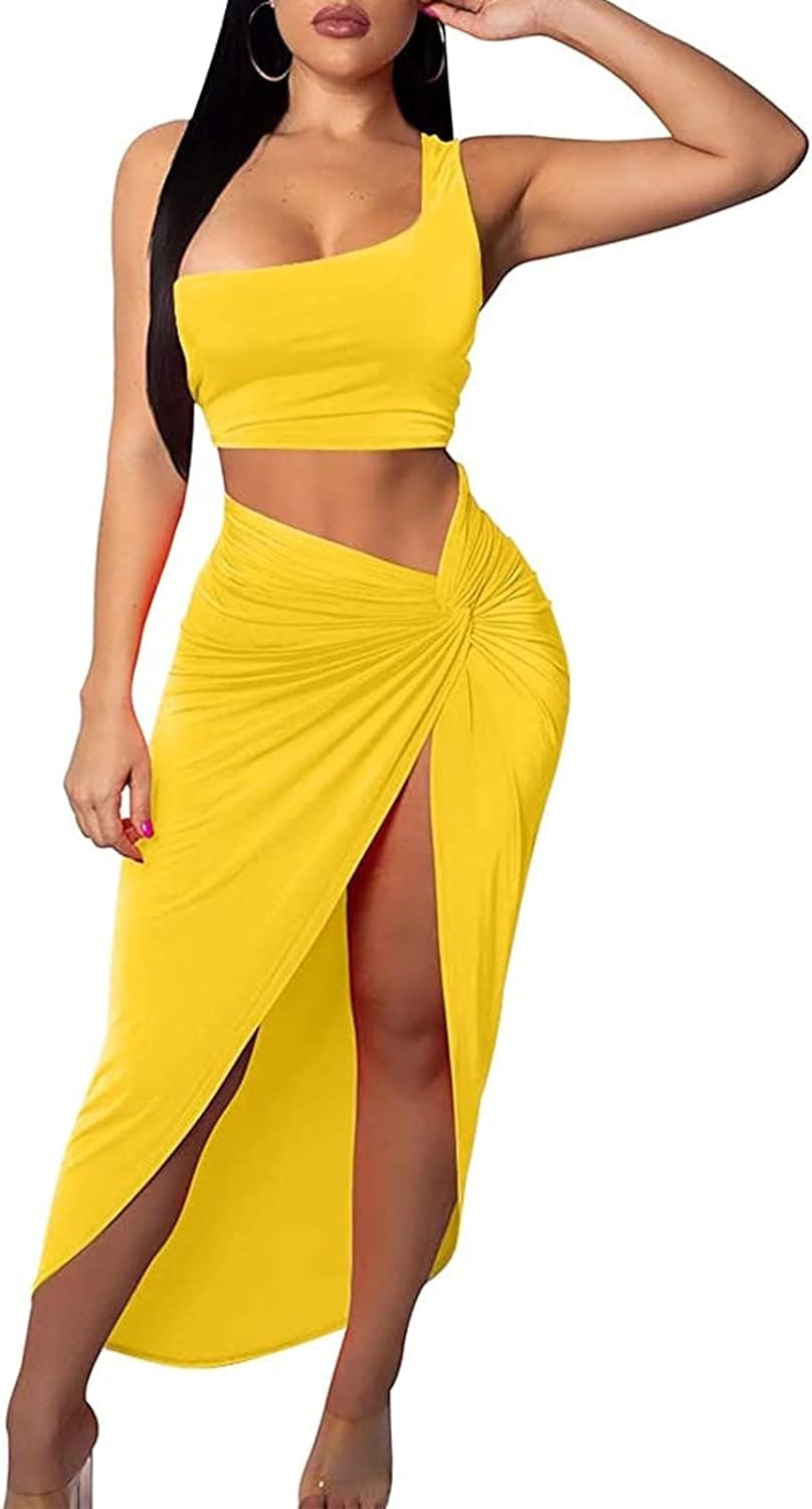 Sexy One Shoulder Bodycon Dress with Slit Skirt (Multiple Colors) Trendy ShopLand Sexy One Shoulder Bodycon Dress with Slit Skirt (Multiple Colors) Trendy ShopLand