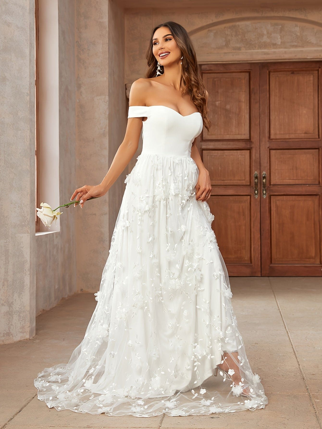 Elegant Off Shoulder Backless Dress, Solid Floor Length Dress For Wedding Party, Women's Clothing