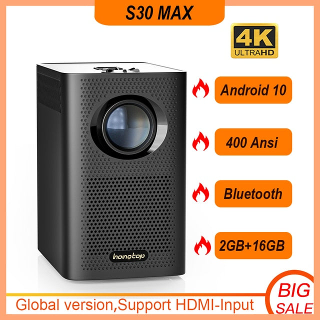 Experience Cinema Magic Anywhere with the Global Version S30 Mini 4K Projector| Full HD 1080P | LED, Bluetooth, WiFi | Portable Projector