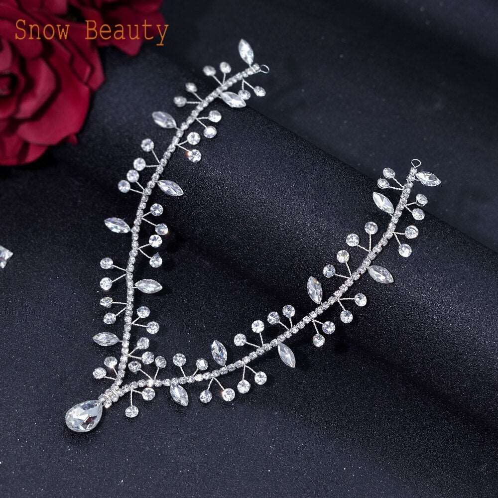 Dazzling Waters Bridal Forehead Headband: Rhinestone Elegance for the Bride