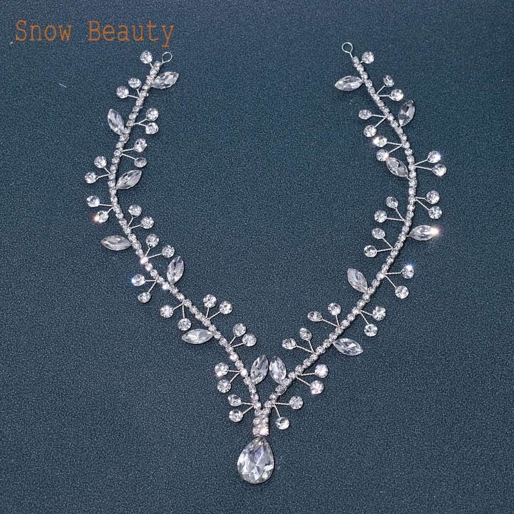 Dazzling Waters Bridal Forehead Headband: Rhinestone Elegance for the Bride