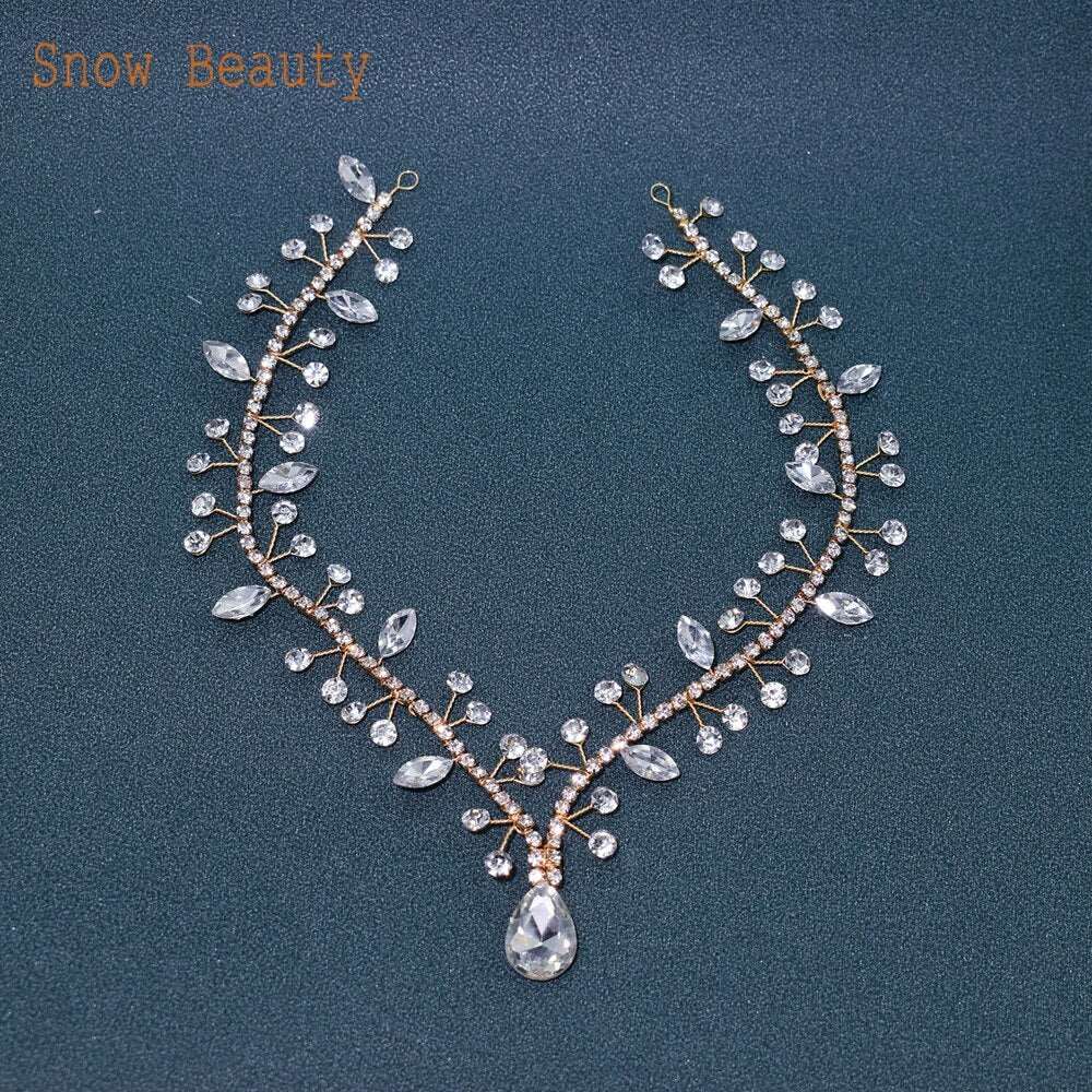 Dazzling Waters Bridal Forehead Headband: Rhinestone Elegance for the Bride