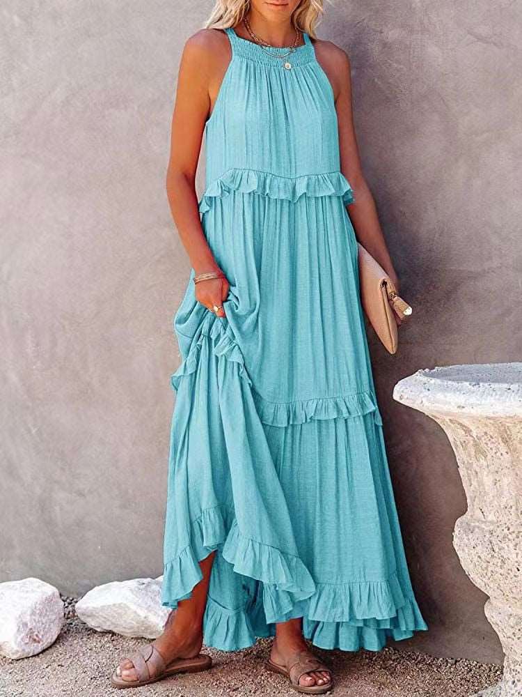 Elegant Hollow Tie-Up Party Dress Casual Women Dress