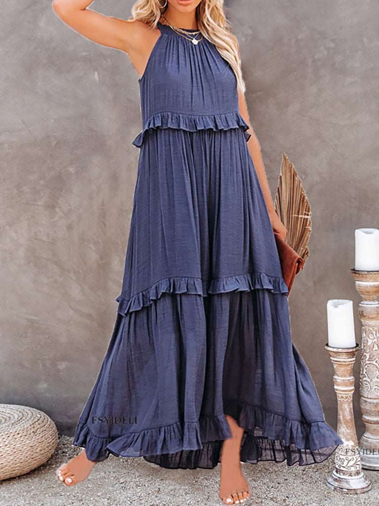 Elegant Hollow Tie-Up Party Dress Casual Women Dress