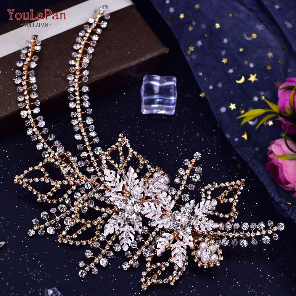 Bridal Comb Tiara | Rhinestone Leaf Wedding Hair Jewelry for Luxury Crystal Headdress