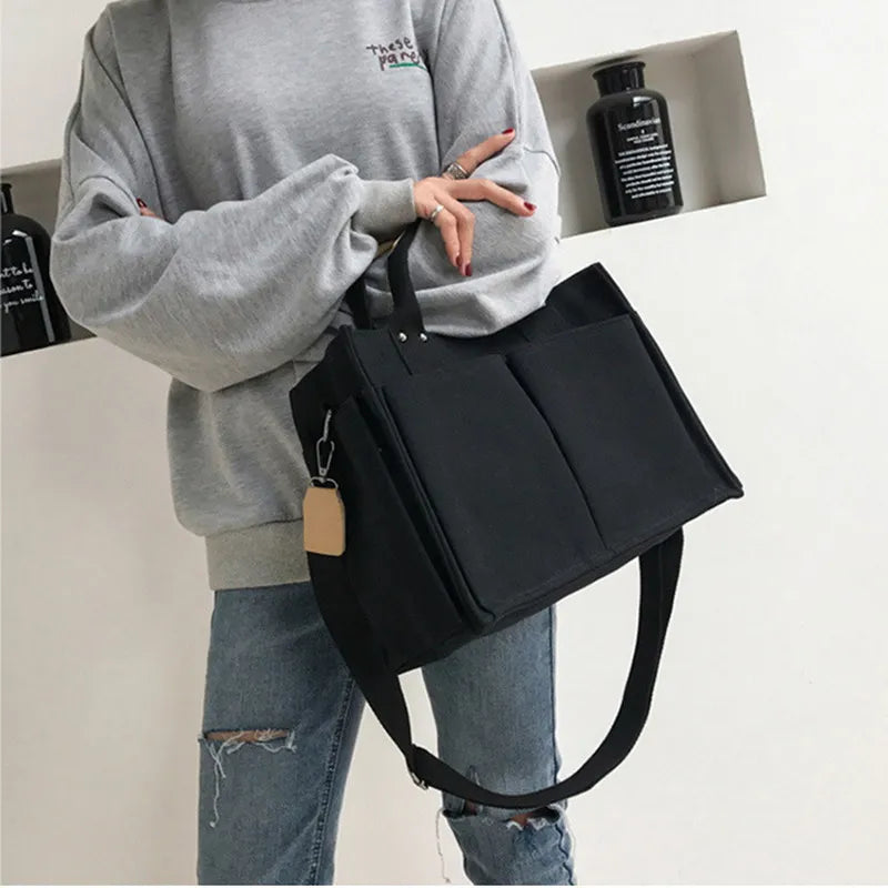 Popular Casual White Canvas Tote Bag | Aesthetic Purse for Women - Messenger Bag