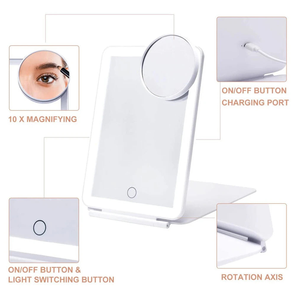 LED Light Makeup Dressing Mirror with 72 Bulbs and Touch Screen 10 X With 3 Colors