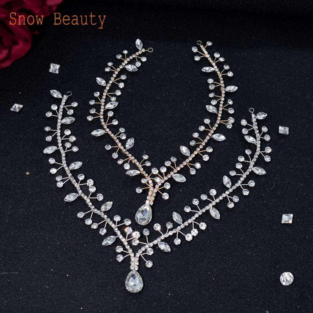 Dazzling Waters Bridal Forehead Headband: Rhinestone Elegance for the Bride