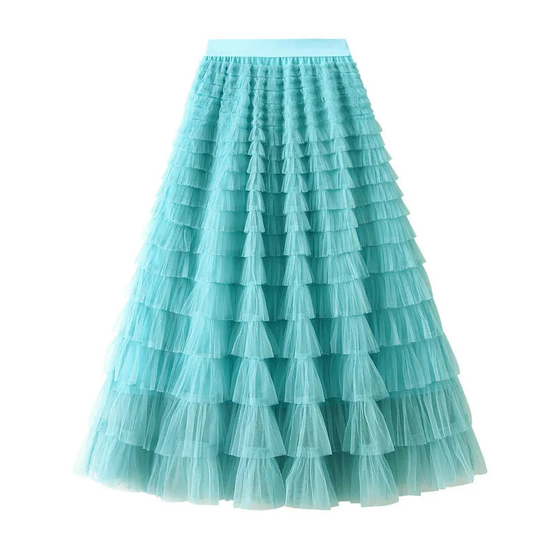 Long Skirt Layered Ruffles Design Elegant Maxi Dress