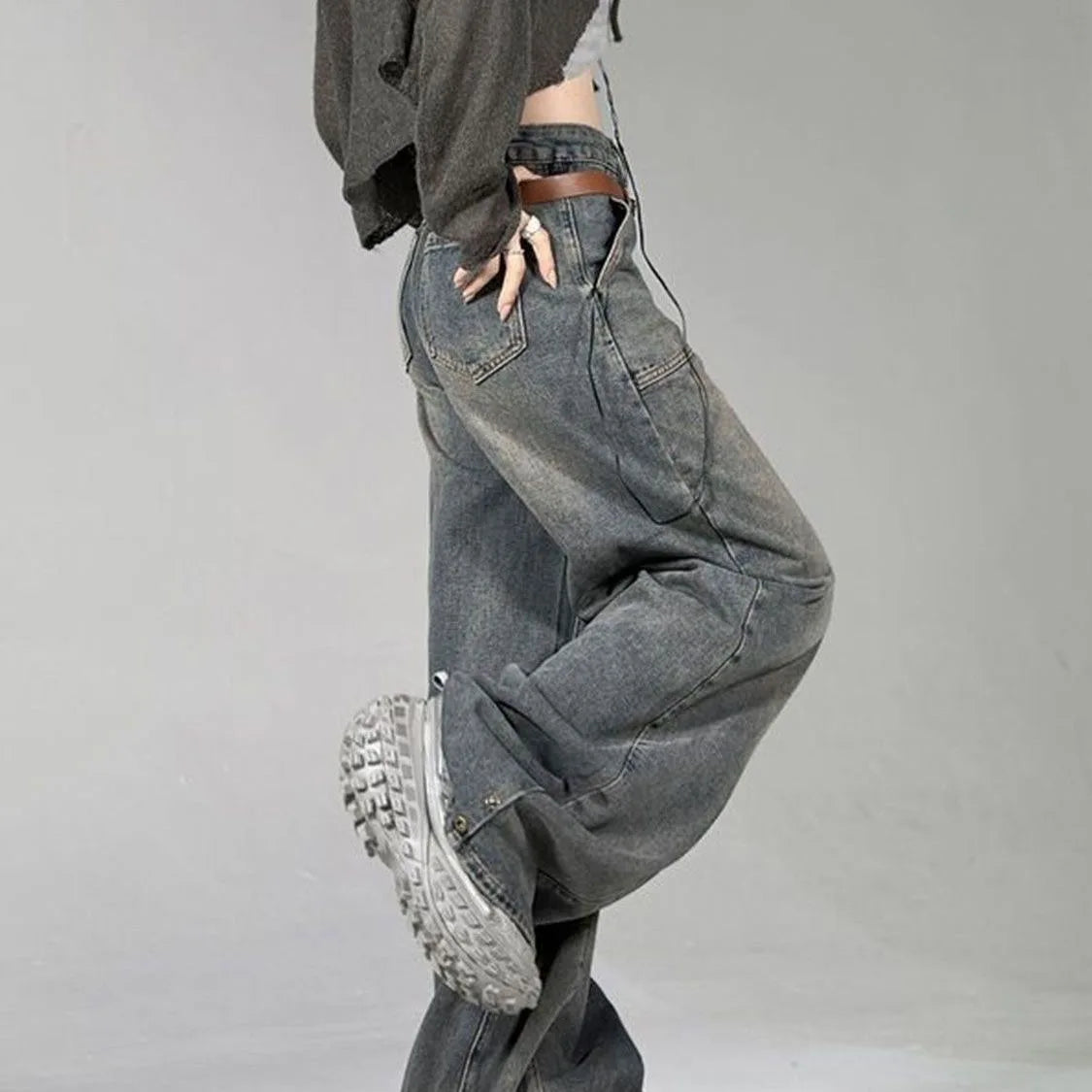 American Retro Distressed Baggy Jeans Women - Vintage 90s Streetwear