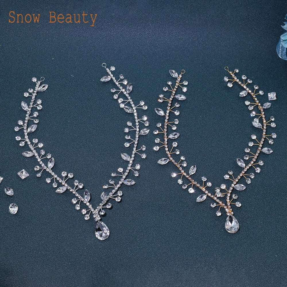 Dazzling Waters Bridal Forehead Headband: Rhinestone Elegance for the Bride