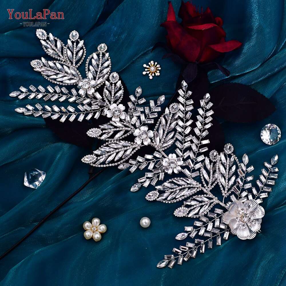Bridal Comb Tiara | Rhinestone Leaf Wedding Hair Jewelry for Luxury Crystal Headdress