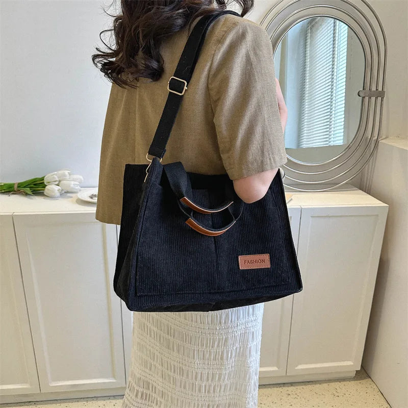 Popular Corduroy Tote Bag for Women Multi-pocket Handbag Messenger Bag Large Capacity Women's Crossbody Bag Shoulder Bag