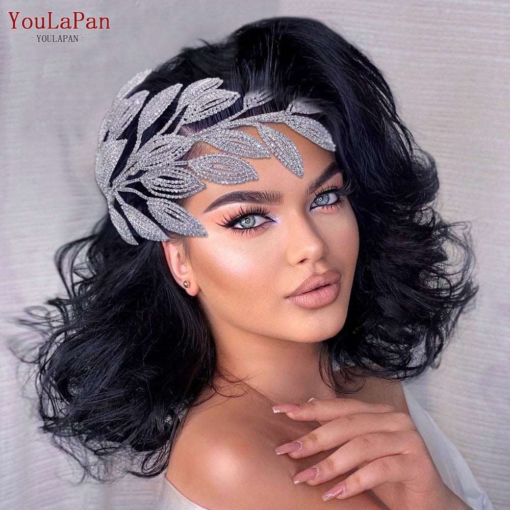 Bridal Comb Tiara | Rhinestone Leaf Wedding Hair Jewelry for Luxury Crystal Headdress