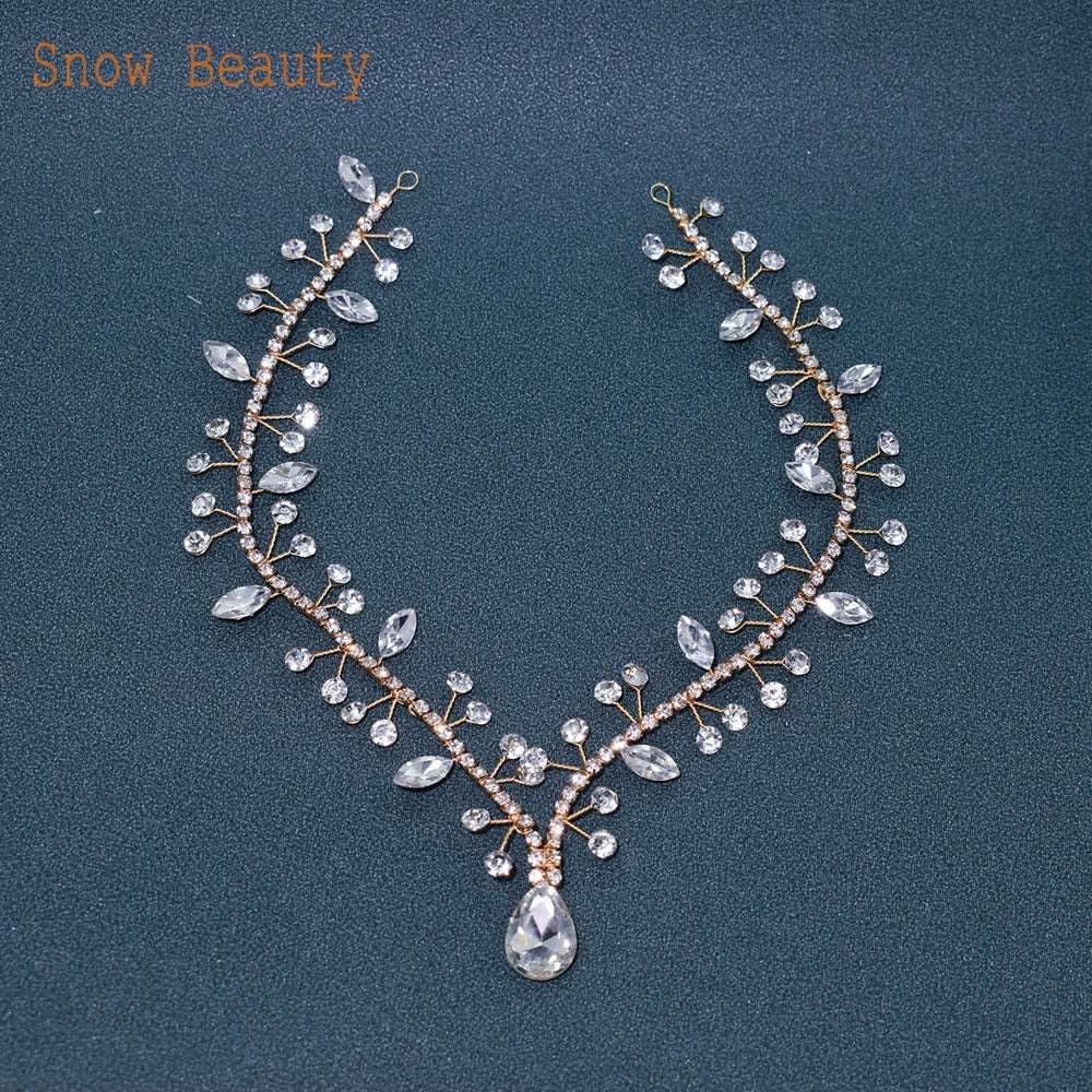 Dazzling Waters Bridal Forehead Headband: Rhinestone Elegance for the Bride