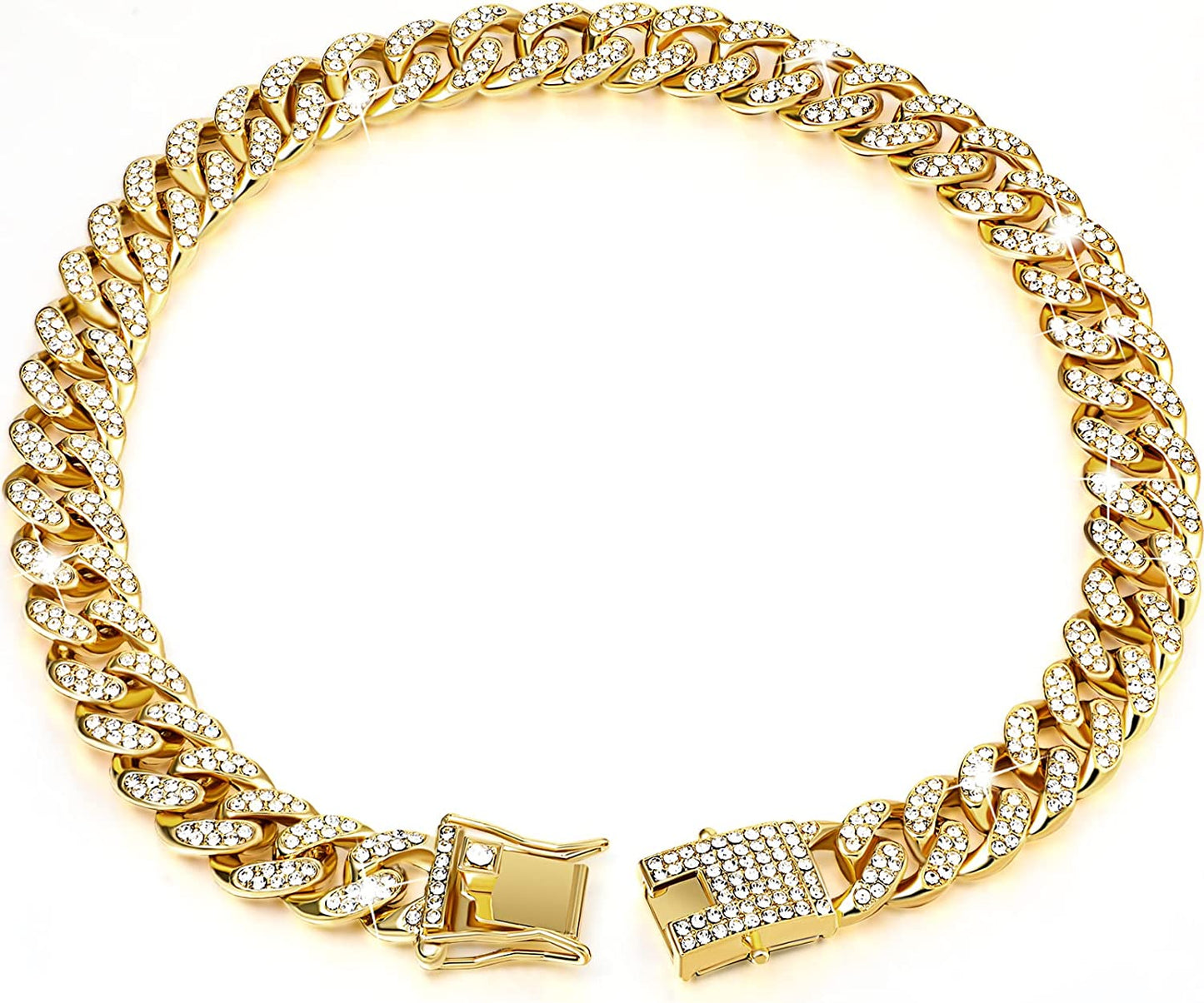 Luxury Diamond Dog Cuban Chain Collar | Secure Buckle | Pet Necklace Jewelry Accessories