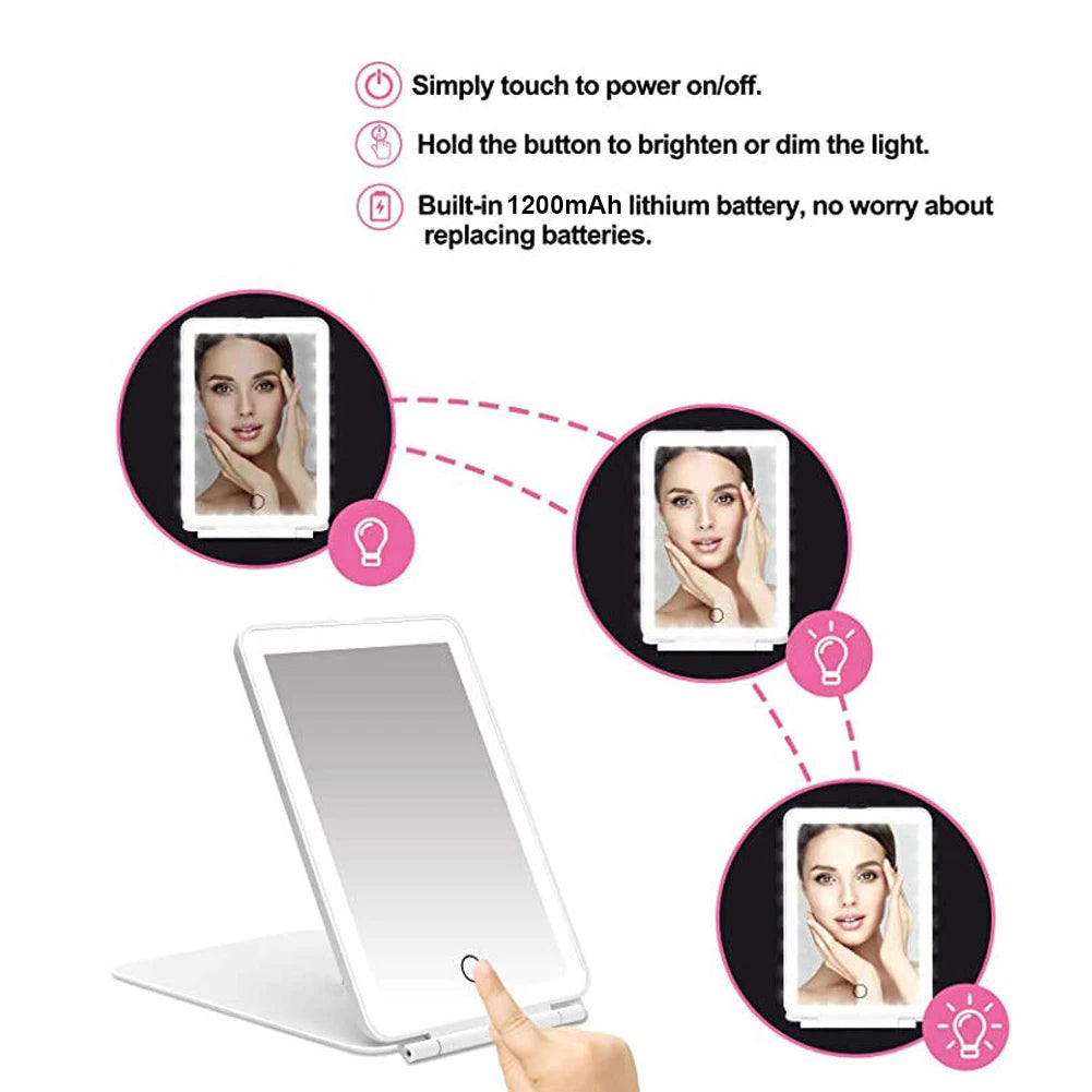 LED Light Makeup Dressing Mirror with 72 Bulbs and Touch Screen 10 X With 3 Colors