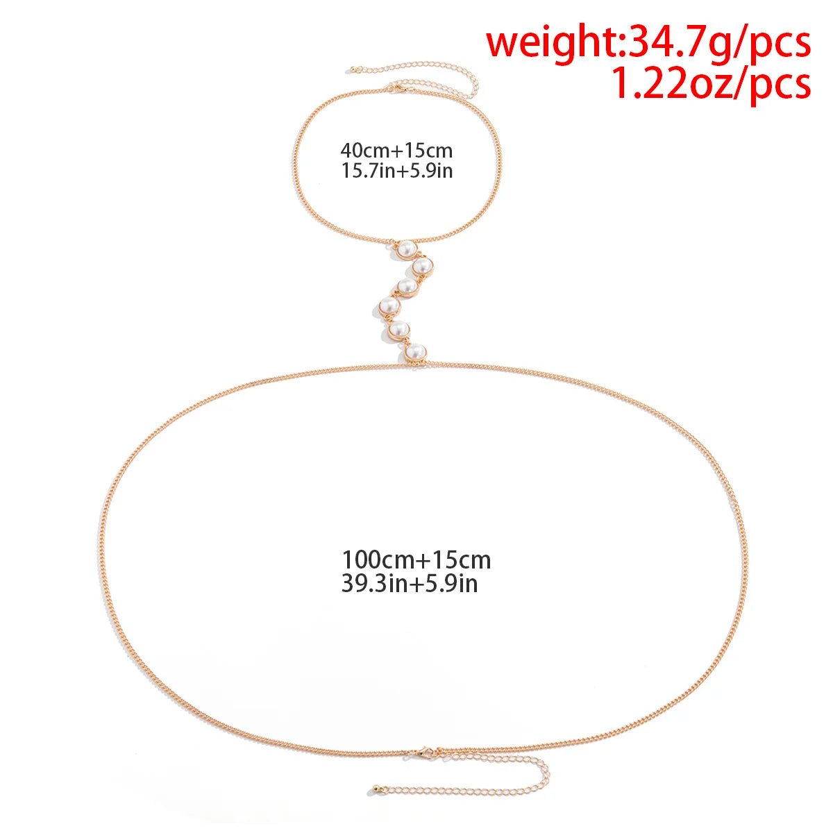 Seductive Elegance: Imitation Pearl Cross Bra and Bikini Waist Chain Set