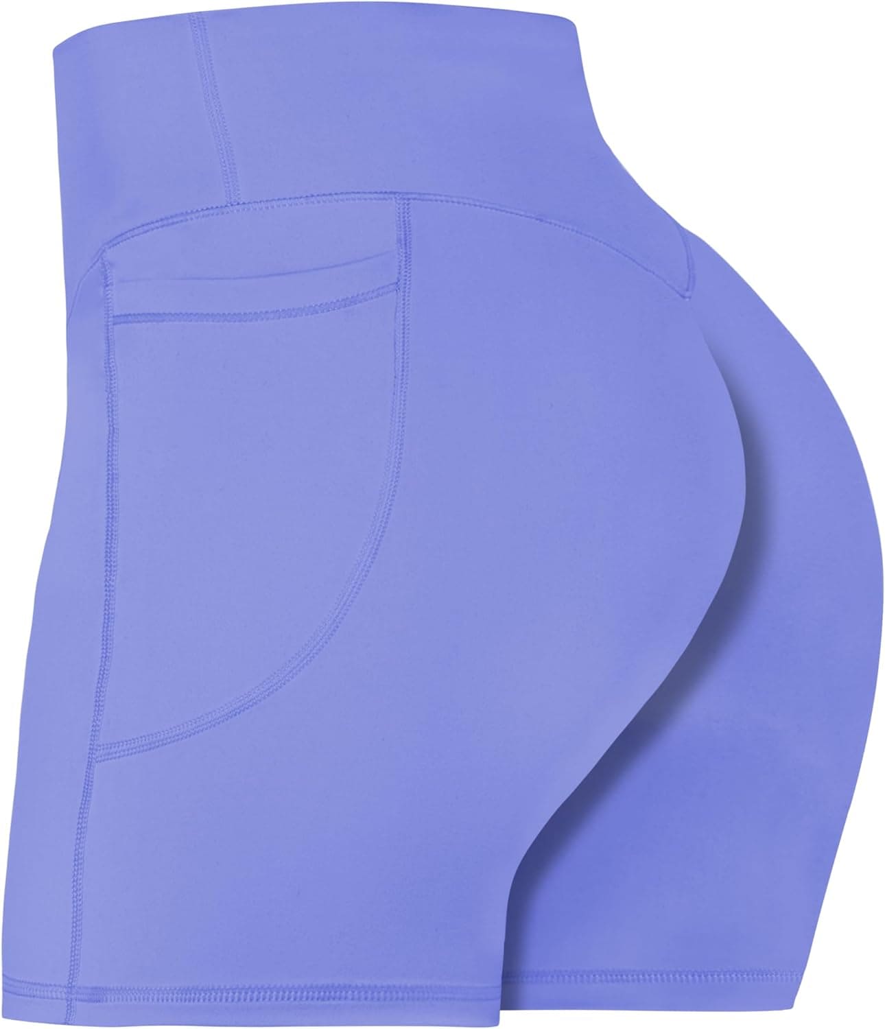 No Front Seam Biker Shorts for Women with Pockets, Yoga Workout Gym Bike Shorts with Tummy Control