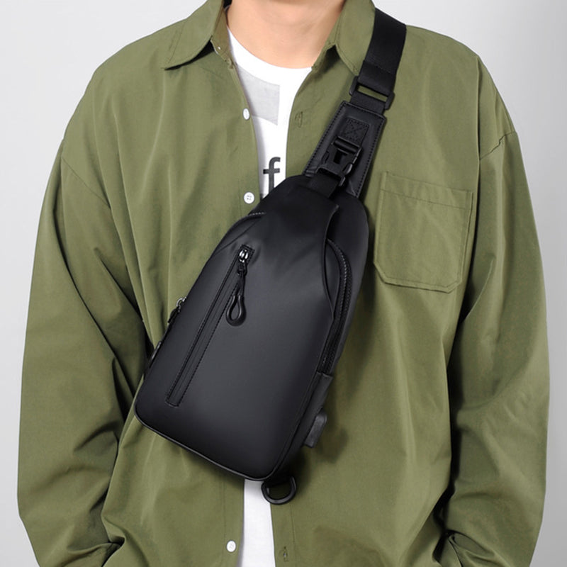Black Sling Crossbody Backpack Shoulder Bag For Chest Bag