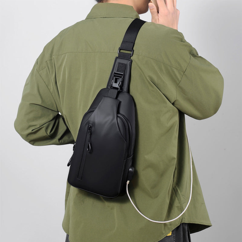 Black Sling Crossbody Backpack Shoulder Bag For Chest Bag