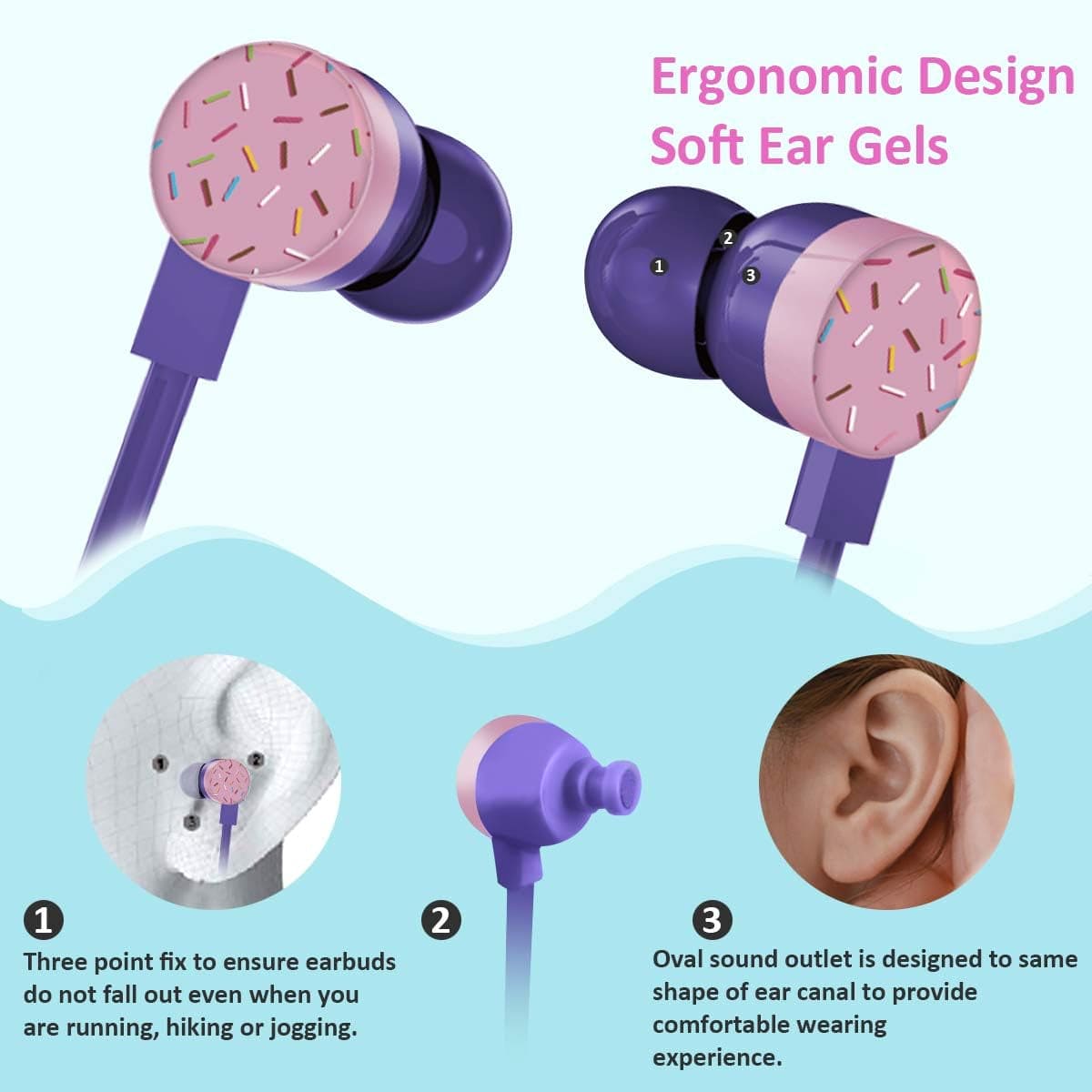 Professional title: " Donut Earbuds for Kids with Microphone and Storage Case - Cute In-Ear Headphones Ideal for School Girls and Boys"
