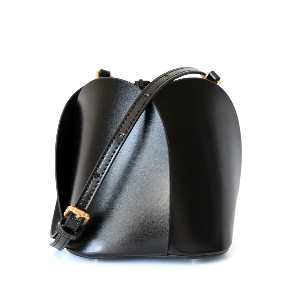 Leather Elegant Flower Bucket Bag Purse | Floral Statement Piece