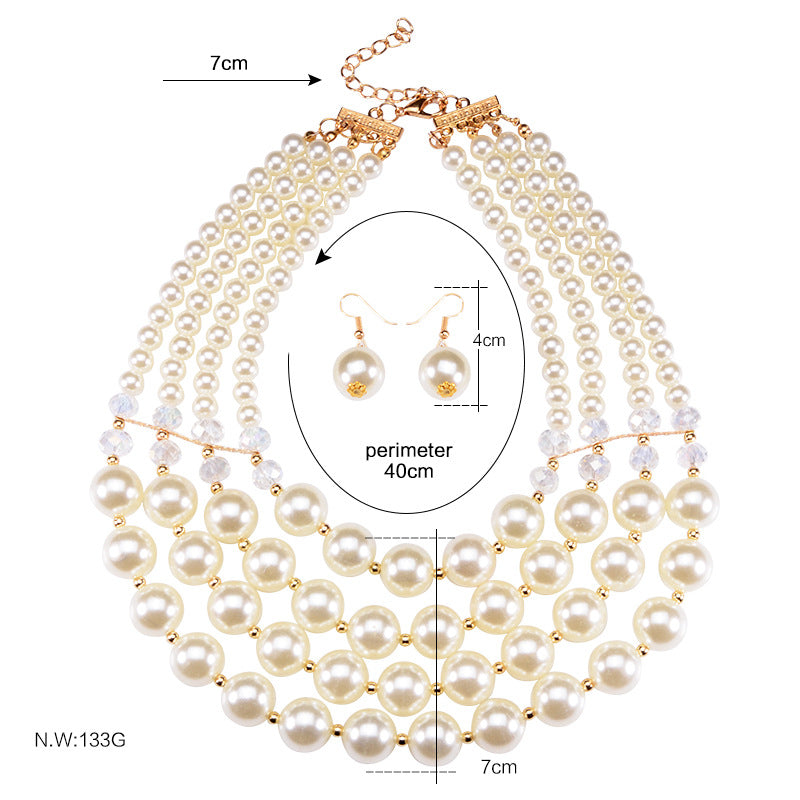 Necklace crystal pearl Necklace Earring set