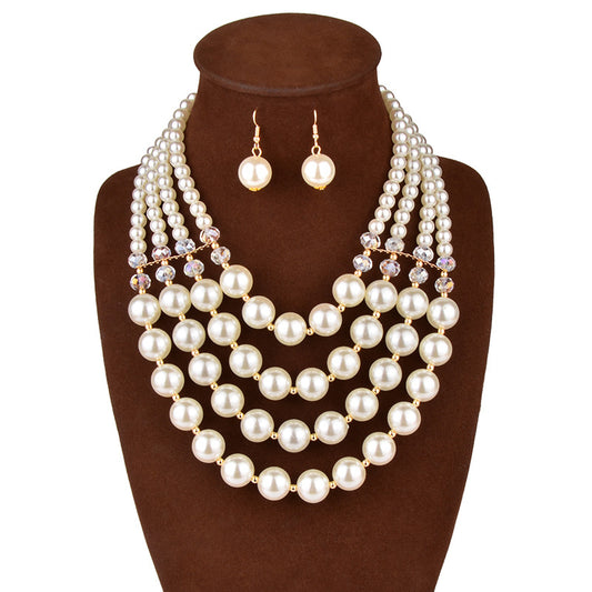 Necklace crystal pearl Necklace Earring set