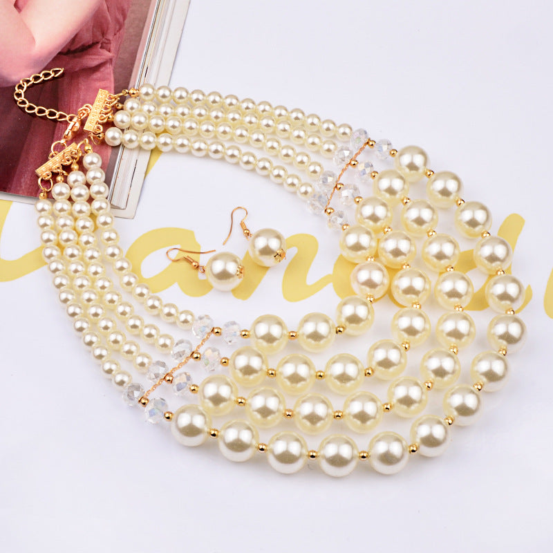 Necklace crystal pearl Necklace Earring set