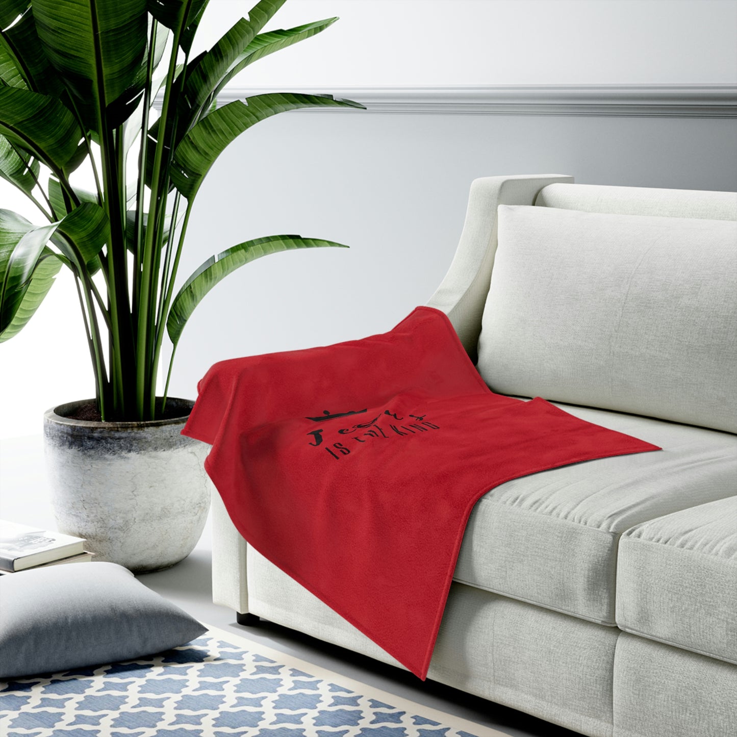 Velveteen Plush Blanket Jesus is the King