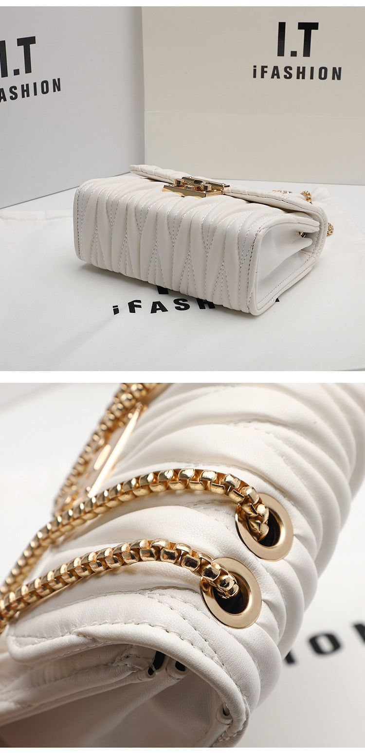 White and Black Women's Cute Style PU Purse with Chain | Fashionable Handbag