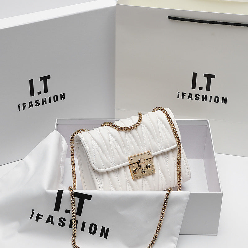 White and Black Women's Cute Style PU Purse with Chain | Fashionable Handbag