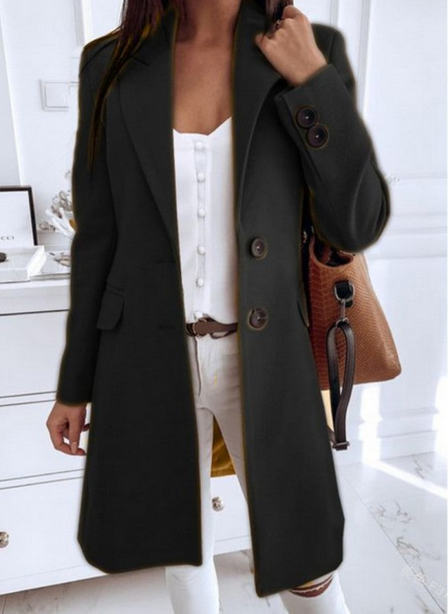Long Sleeve Straight Mid-length Coat for a Casual and Stylish Look
