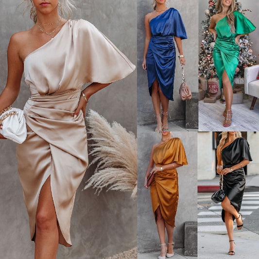Satin women's evening dress, Party dress Event formal dress, wedding party dress