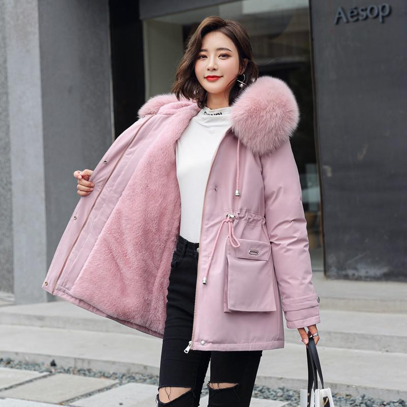 Winter Parkas Women Large Fur Collar Hooded Jacket - Heavyweight & Warm