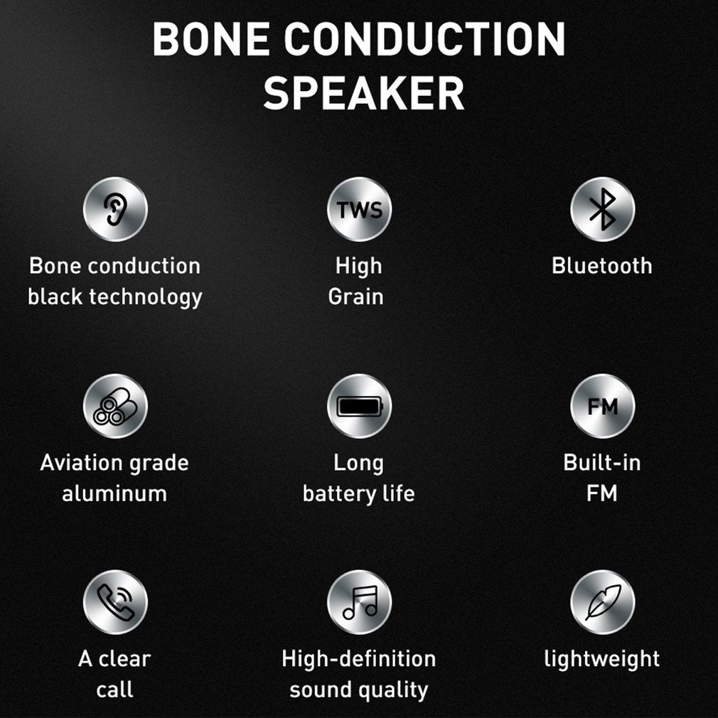 Wireless Bone Conduction Speaker Mini Bluetooth TWS with HD Call FM Radio Wireless Stereo Dual Sound USB