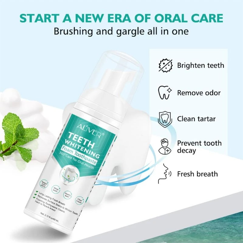 Mousse Foam Toothpaste Deep Cleansing Whitening Fresh Breath Dissolve Tooth Stains Clean Beauty Health Maquiagem