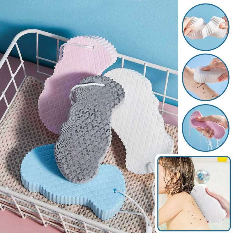 Durable 3D Exfoliating Bath Sponge with Fish Scale Pattern - Body Rubbing and Relaxing Bath Experience