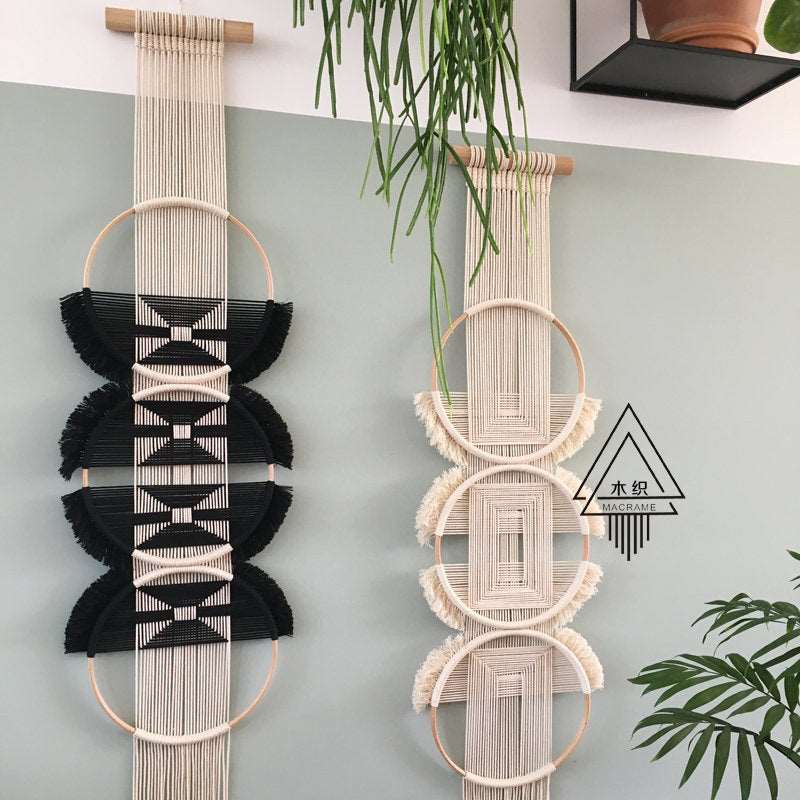 Boho Style Wall Hanging Tapestry / Soft decoration Three-ring Woven Connected
