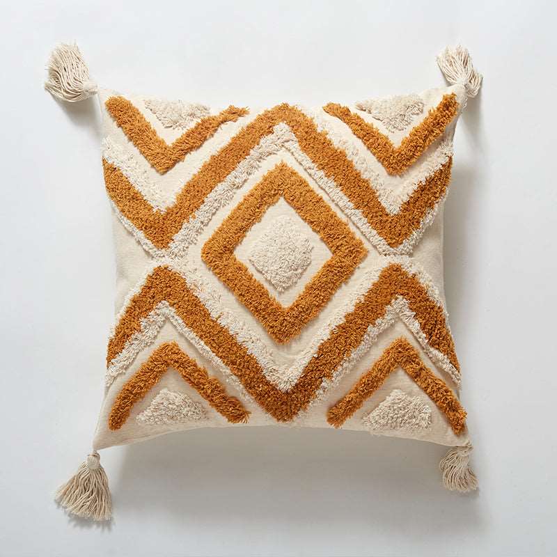 Bohemian Indian Hand-Tufted Throw Pillow | Vibrant Home Decor Accent