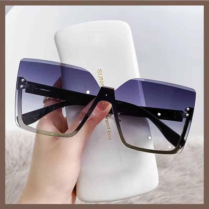 2024 New Arrival Square Rimless Designer Fashion Women Ladies Sunglasses