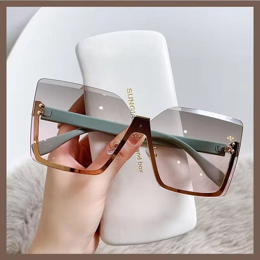 2024 New Arrival Square Rimless Designer Fashion Women Ladies Sunglasses