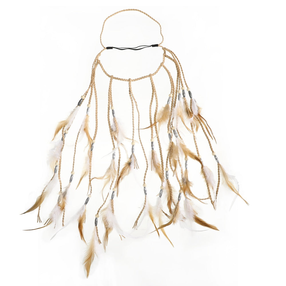 Boho Feather Headband Headdress | Fashionable Boho Style Accessory