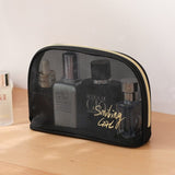 Black Mesh Women Cosmetic Bag Transparent Travel Comsetics Brushes Organizer Beauty Case Small Large Toiletry Makeup Bag