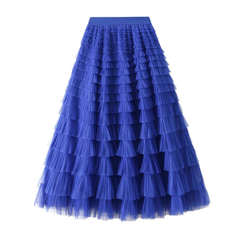 Long Skirt Layered Ruffles Design Elegant Maxi Dress